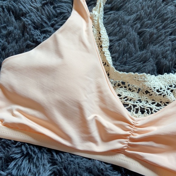 L*SPACE PEACH CROCHET SWIM TOP - Picture 2 of 5